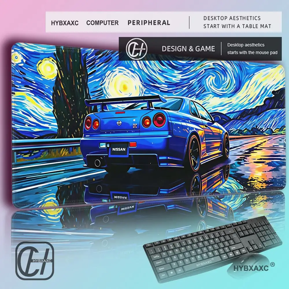 Car on a Starry Night Mouse Pad Gaming printon demand Custom New Home Mousepad XXL MousePads Natural Rubber Office Table Mat