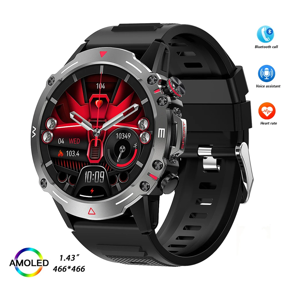 

1.43" AMOLED Screen Outdoor Sports Wrist Watches HK87 Smart Watch Men Women Smartwatches Heart Rate Fitness Bracelet Wristwatch