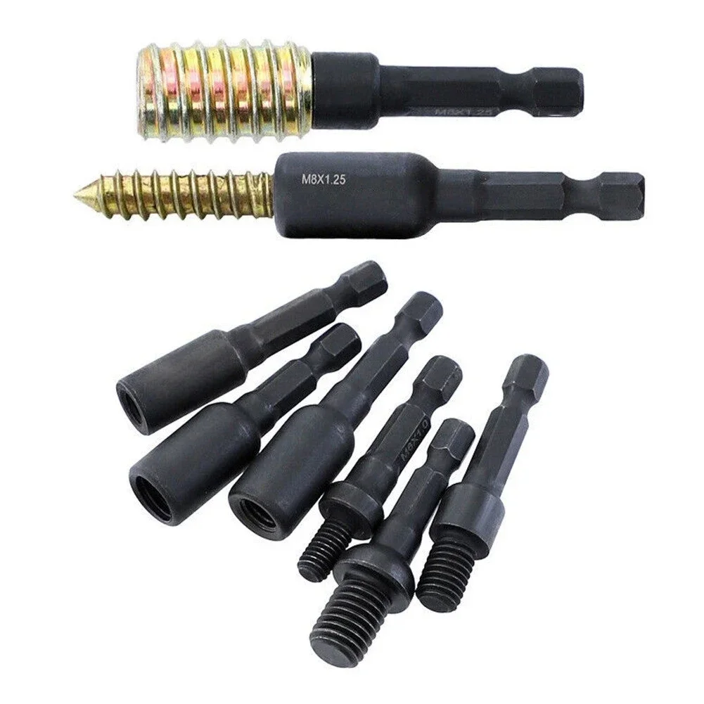 Adaptador de enchufe M6 M8 M10, vástago hexagonal de 1/4 pulgadas, tornillo de máquina, herramienta de roscado de enchufe métrico para taladro eléctrico, herramienta manual, 3 uds.