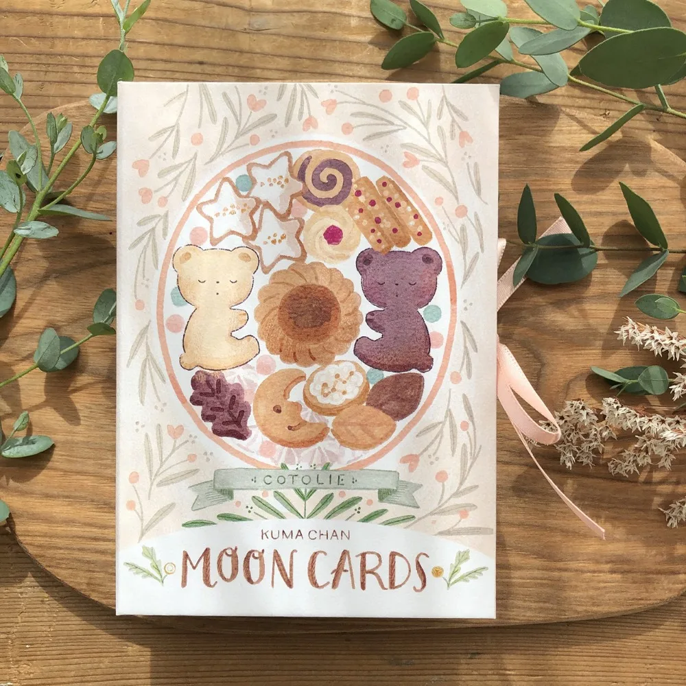 10.4x7.3cm Cotolie KUMACHAN MOON CARDS 24 Pcs Adorable Bear Led Moon Oracle Cards