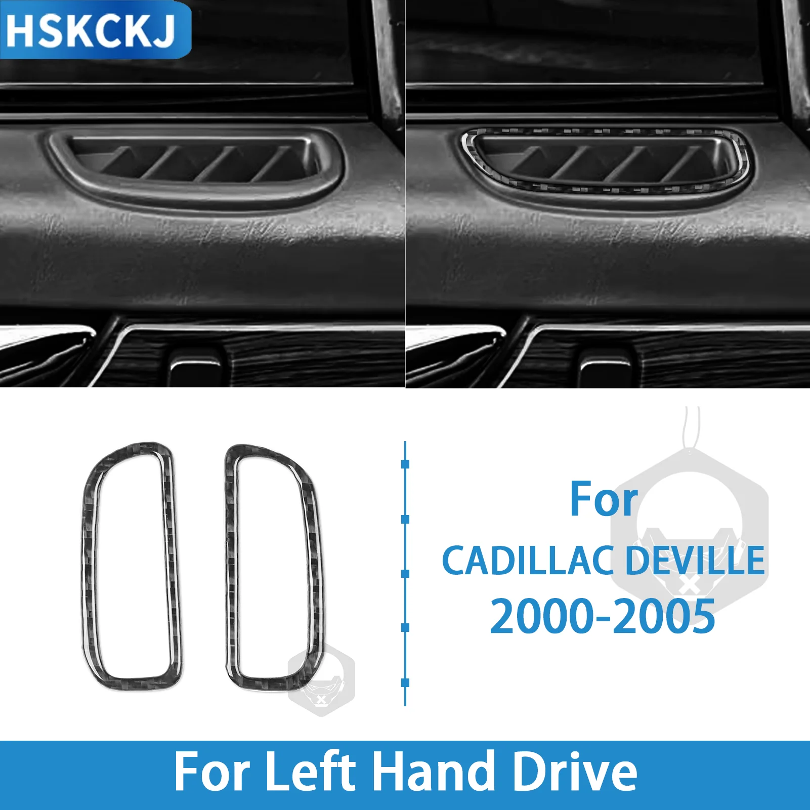 For Cadillac DeVille 2000-2005 LHD Real Carbon Fiber Sticker Door Defroster Vent Trim Interior Accessories