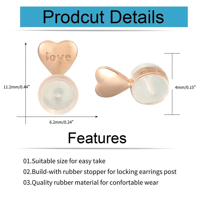 Premium 8PCS Earring Backs For Droopy-Ears, Earring Lifter Backs Replacements For Heavy Earrings