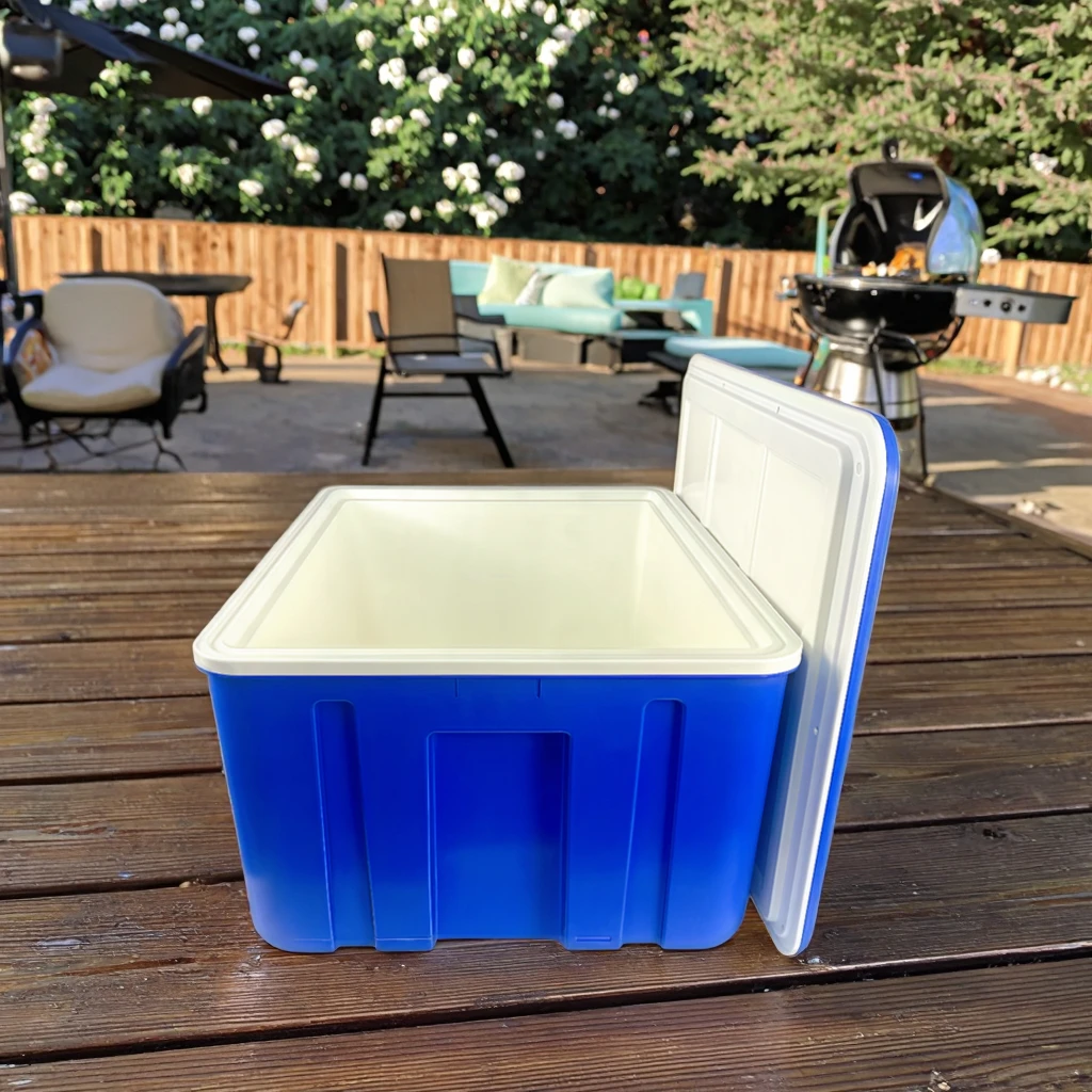 

PP-85L Injection Molding Restaurant Cooler Food Wine Beer Fruits Plastic Insulated Hard Ice Chest Cooler Box Insulated Box