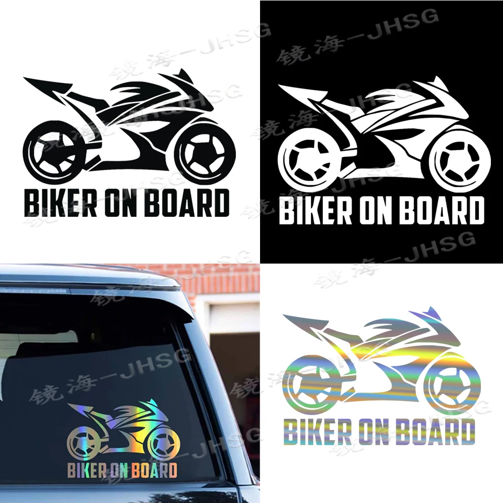 BIKER ON BOARD Motorcycle Stickers Respect Bicycle Car Reflective Car Stickers Interesting JDM Waterproof Vinyl Decal