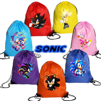 Sonics Large Capacity Handbag Non-woven Knapsack Bag Anime Fabrics Drawstring Watertight Cartoon Printed Shopping Portable Sacks