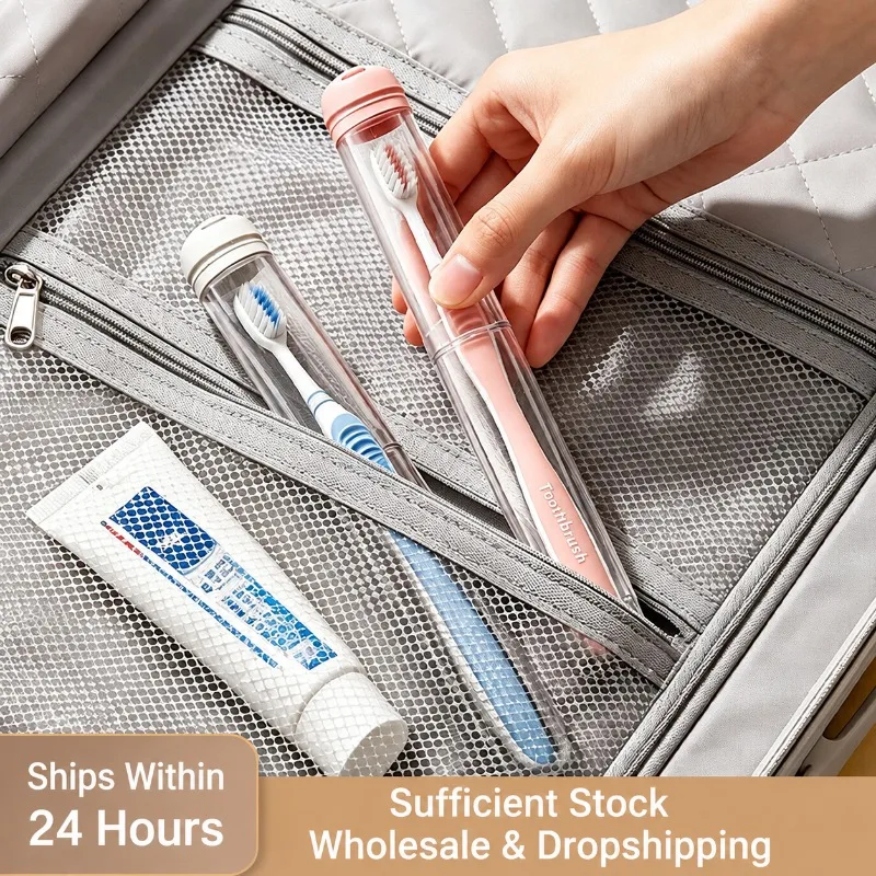 Transparent Dust‑Proof Waterproof Travel Toothbrush Storage Case,Portable Compact Dental‑Kit Container for Business Trip