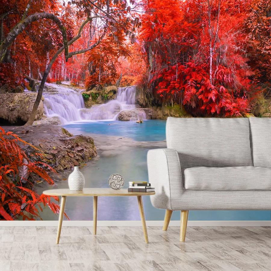 

Custom Peel and Stick Wallpapers Accept for Living Room Bedroom Walls Papers Home Decor TV Red Forest 3d Wallpaper Paper Panel