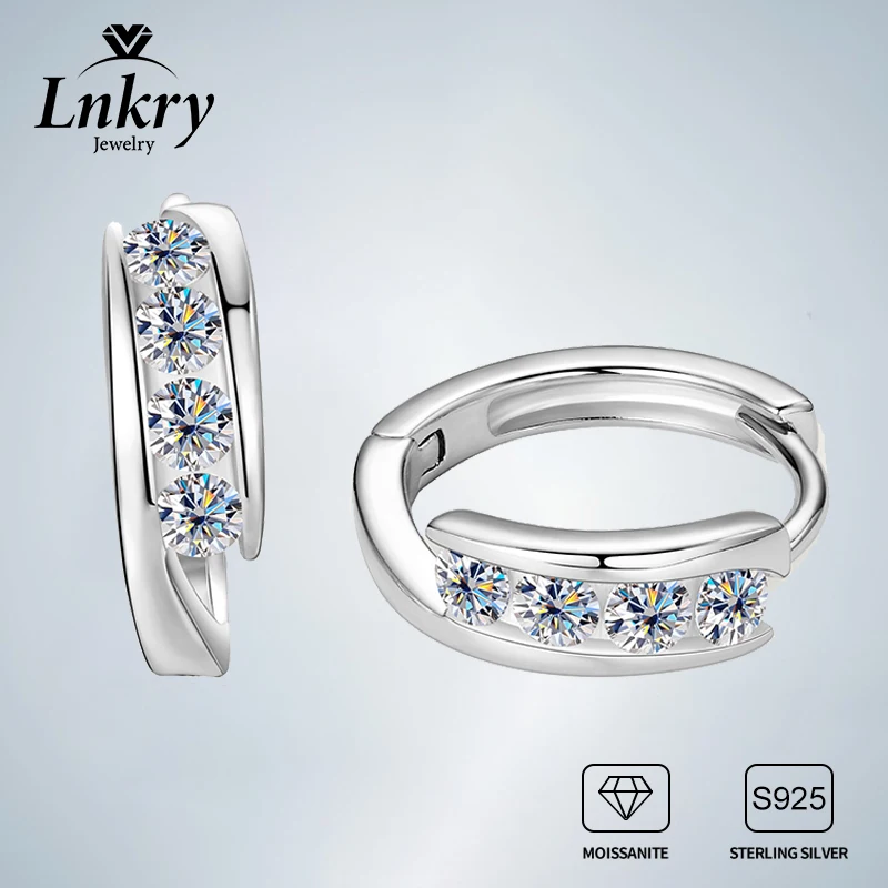 

Lnkry Certified 0.48CTTW Moissanite Hoop Earring oorbellen zilver 925 Sterling Silver Circel Earring For Women Jewelry Gift