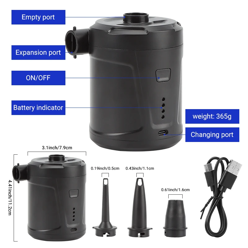 PVC Boat Mattress Inflatable Swimming Pool Raft Air Bed Electric Air Pump Inflator Battery Rechargeable Air Compressor for