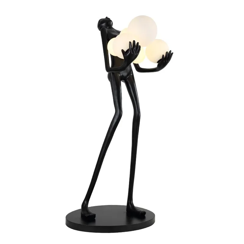 

Large Human Body Decoration Art Sculpture ball Resin Standing Floor Lamp for Home decoration