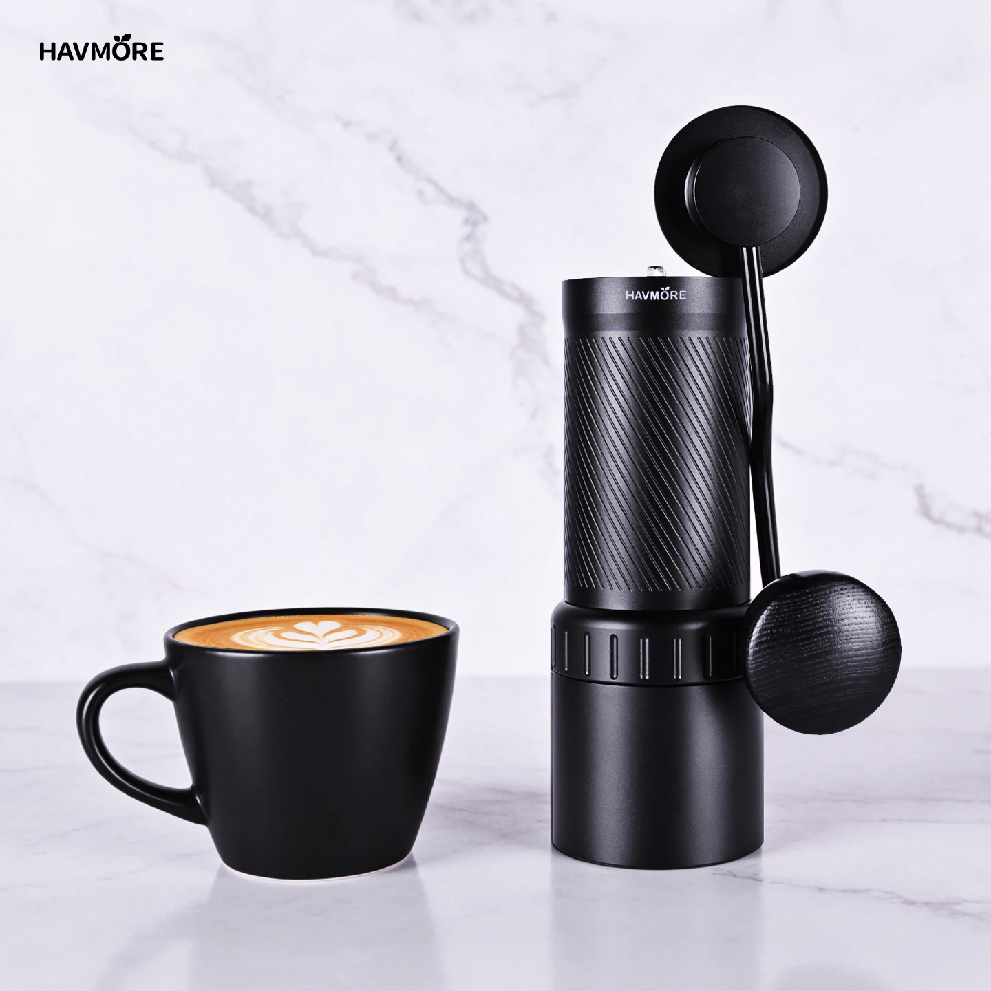 

Havmore 8 Stars Portable Modern 50mm Titanium Burr Coffee Mills Aluminum Alloy Body Manual Coffee Grinder