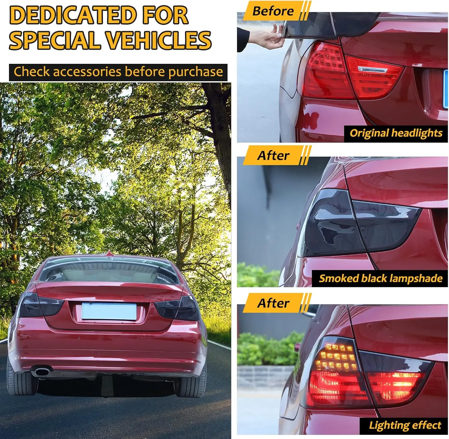 

4PCS ABS Car Rear Tail Light Cover For BMW 3 Series E90 E91 E92 E93 2005-2012 Taillight Lamp Trim Garnish Lamp Accessories