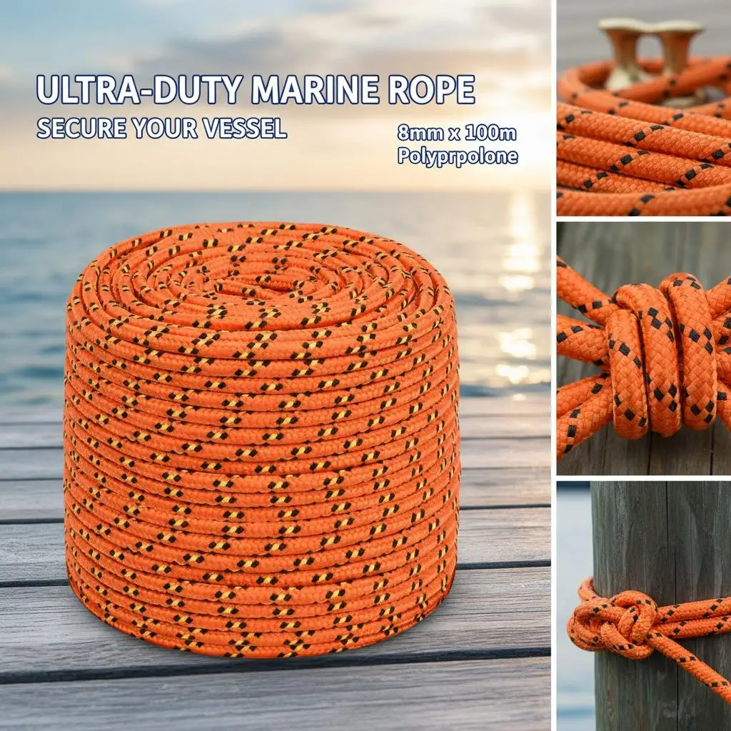 Bootsleine Orange 8 mm 100 m Polypropylen