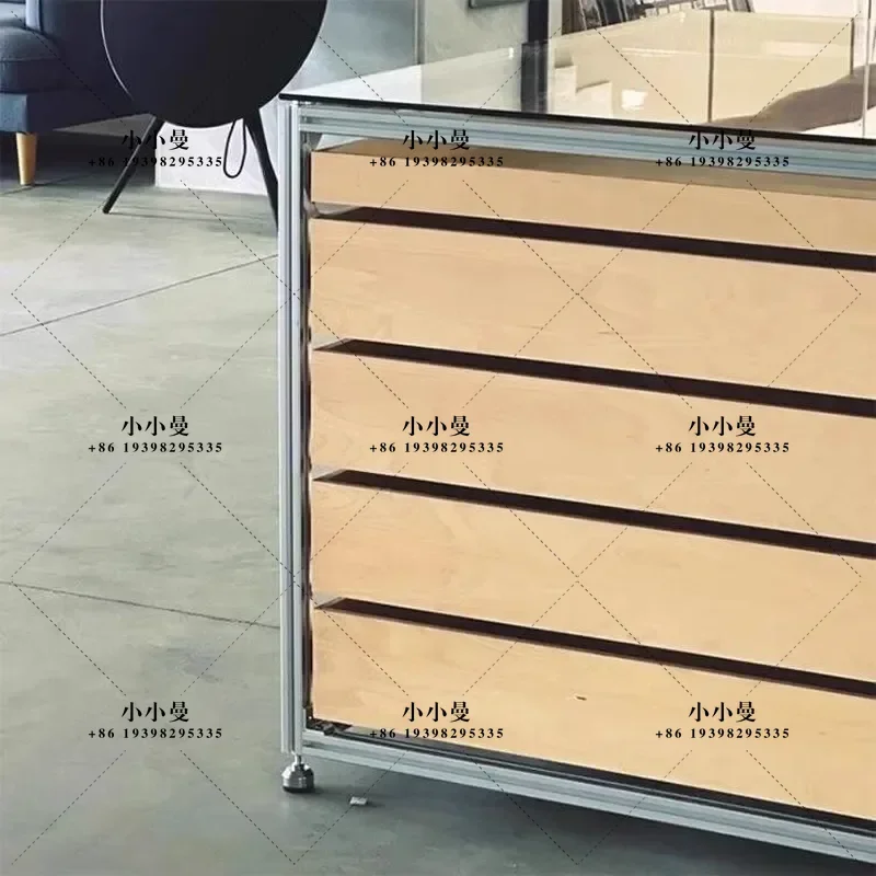 Industrial Style Commercial Workbench with Multi-layer Drawer Storage Aluminum Profile Cabinet for Cafe Locker Birch Ocean