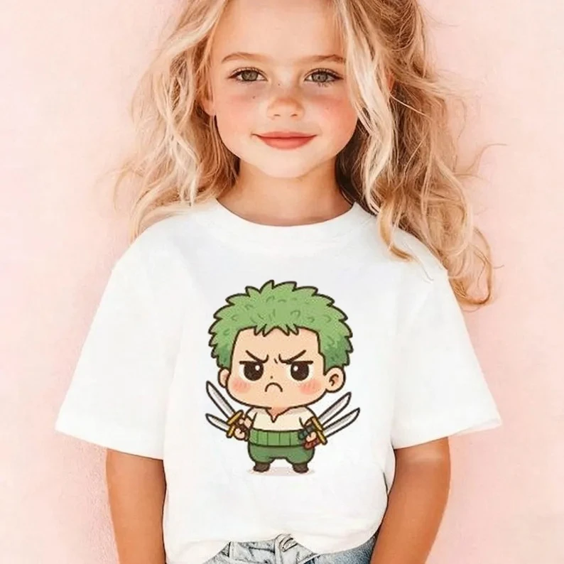 Camiseta de algodón con estampado de personajes Chibi de One Piece, ropa familiar para hombres, mujeres y niños, camisetas informales de manga corta de verano 2026