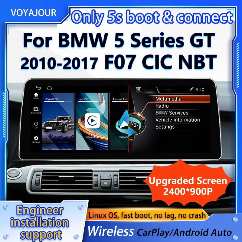 Upgrade For BMW 5 Series GT F07 CIC NBT 2010-2017 Multimedia Player Screen Modify Wireless Carplay Android Auto Car play Linux
