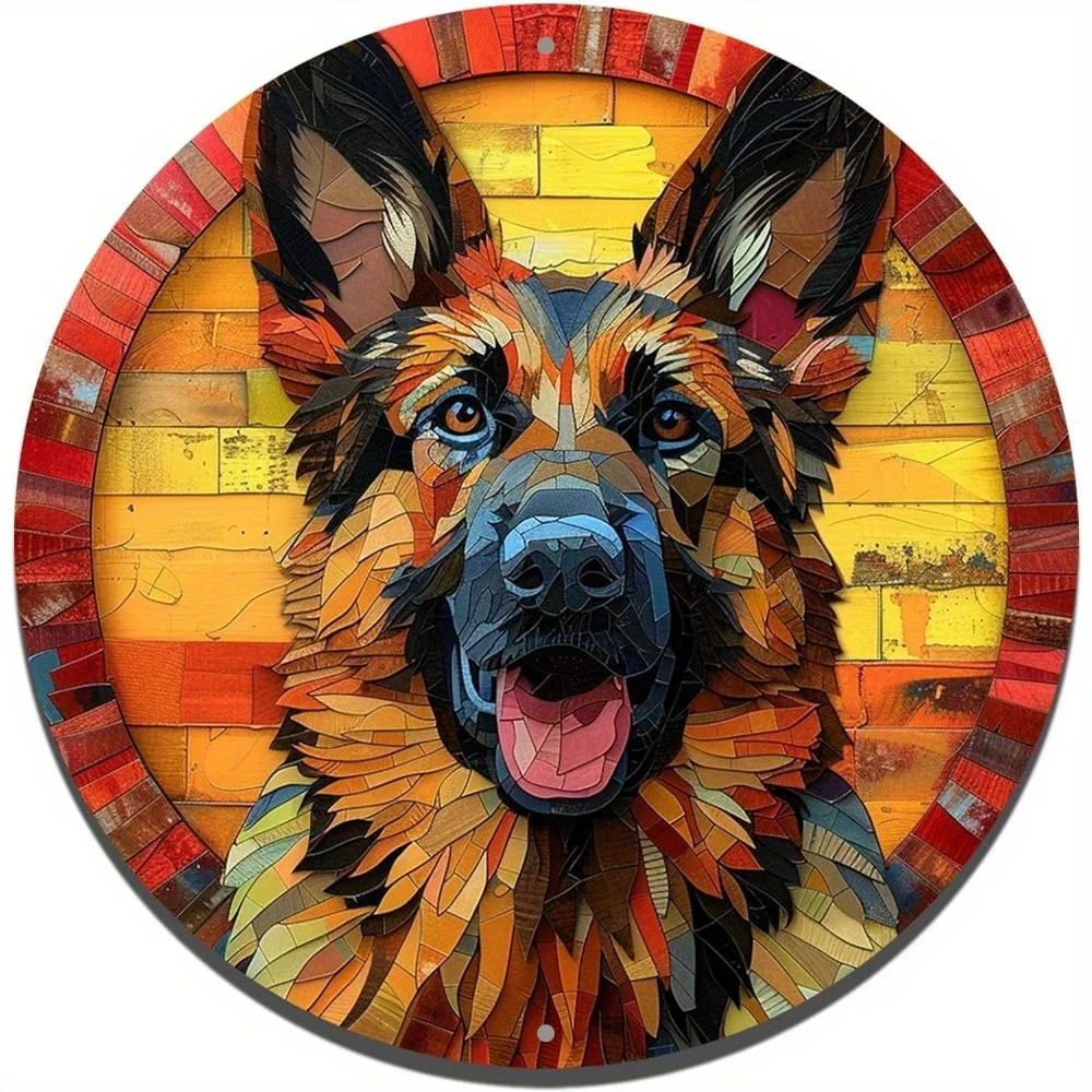 

Round Aluminum Flat Sign, Sheepdog Painted Art Decor, Door Decor, Hanging Wall Art, Hanging Ornament, Decorative Wall Poster