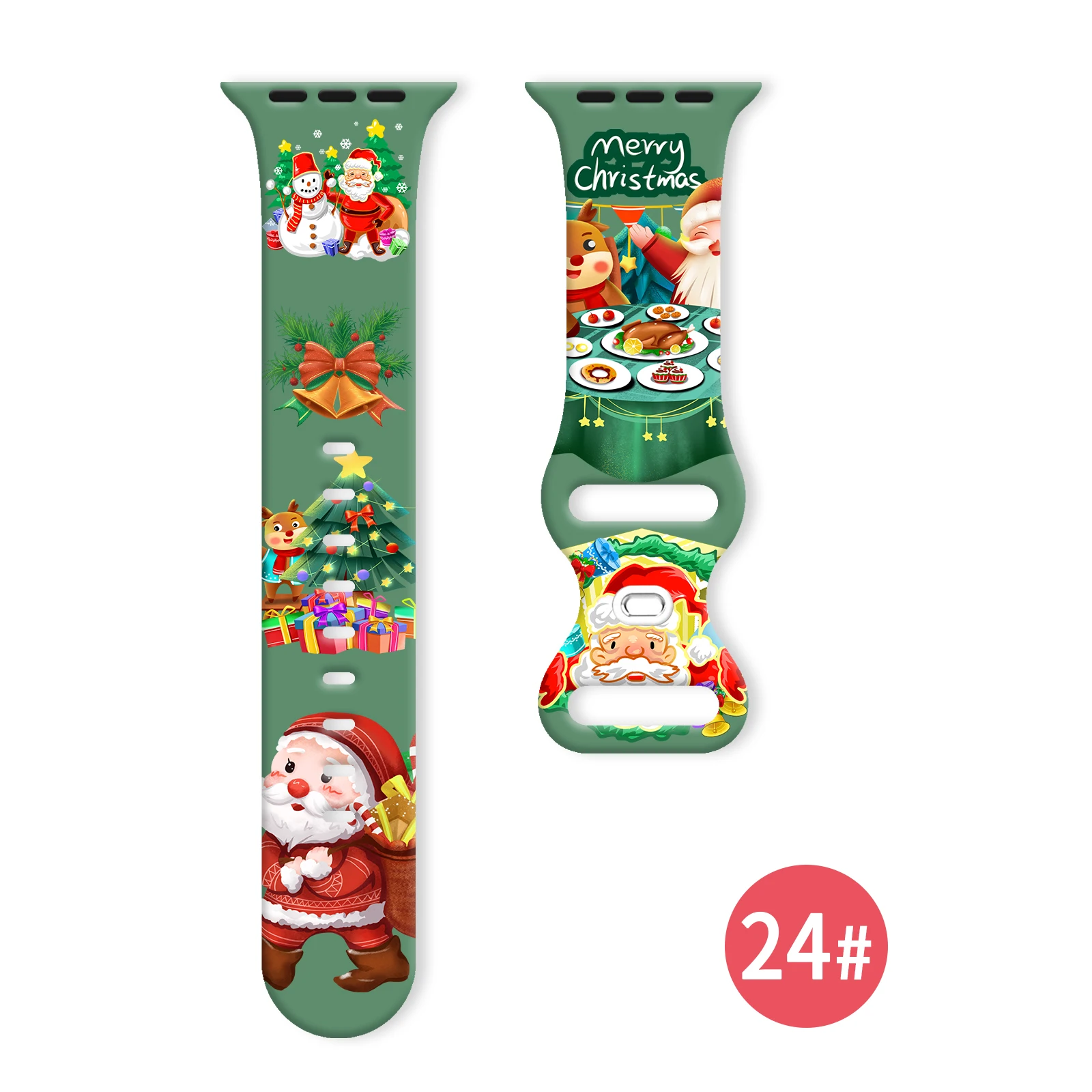 Christmas 2 Printed Band for Apple Watch 9 8 7 SE 6 Silicone Strap Replaceable Bracelet for iWatch 45mm 44mm 42mm 41mm Watchband