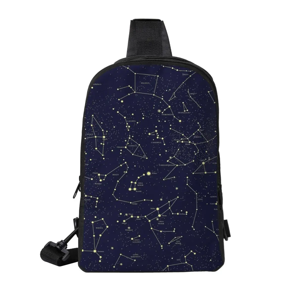 

Night Sky Golden Celestial Stars Zodiac Constellations Chest Bag Men Sling Crossbody Backpack Chest Bag Daypack Shoulder Bag