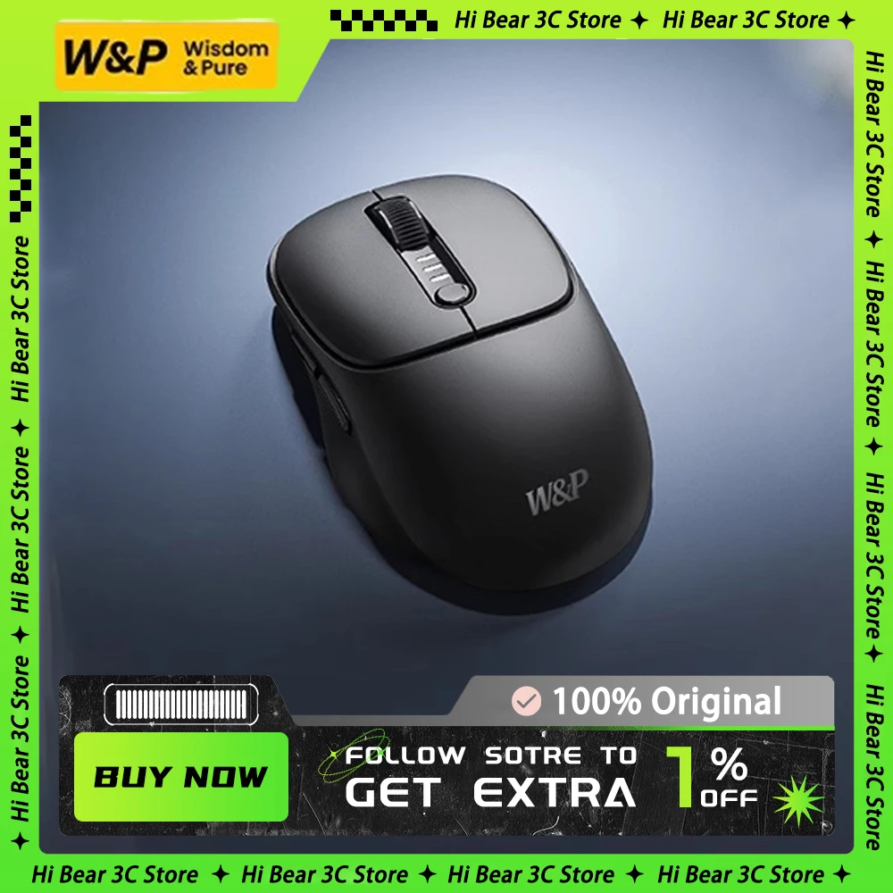 p wp mouse empresarial bluetooth sem fio ratos leves ergonomico baixa latencia escritorio acessorio pc presentes gamer w 01