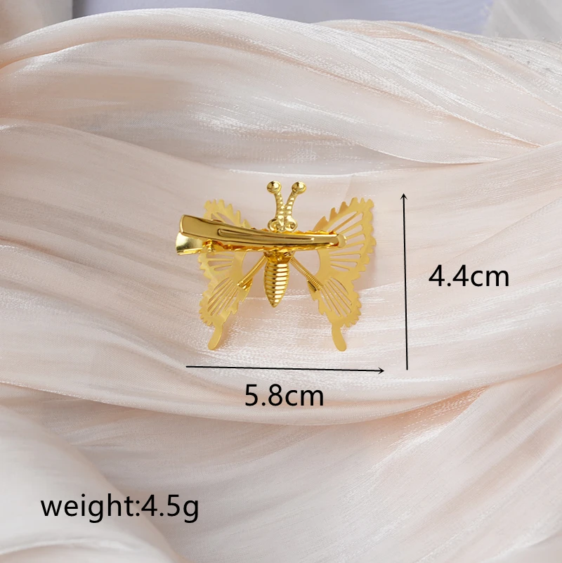 Elegant Butterfly Hairpin Female Antique Hair Accessories Gold Color Trembling Side Clip Moving Hairwear Headdress