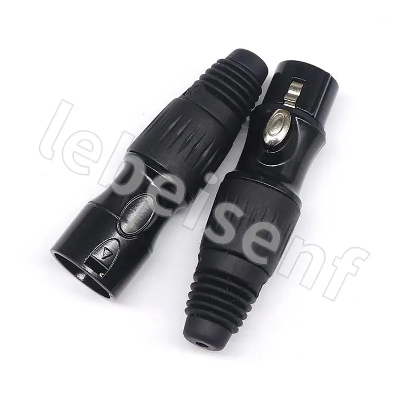 20pcs XLR 3Pin Male/Female Microphone Audio Cable Plug Connector Cannon MIC Cable Terminal Black Silver Microphone Plug