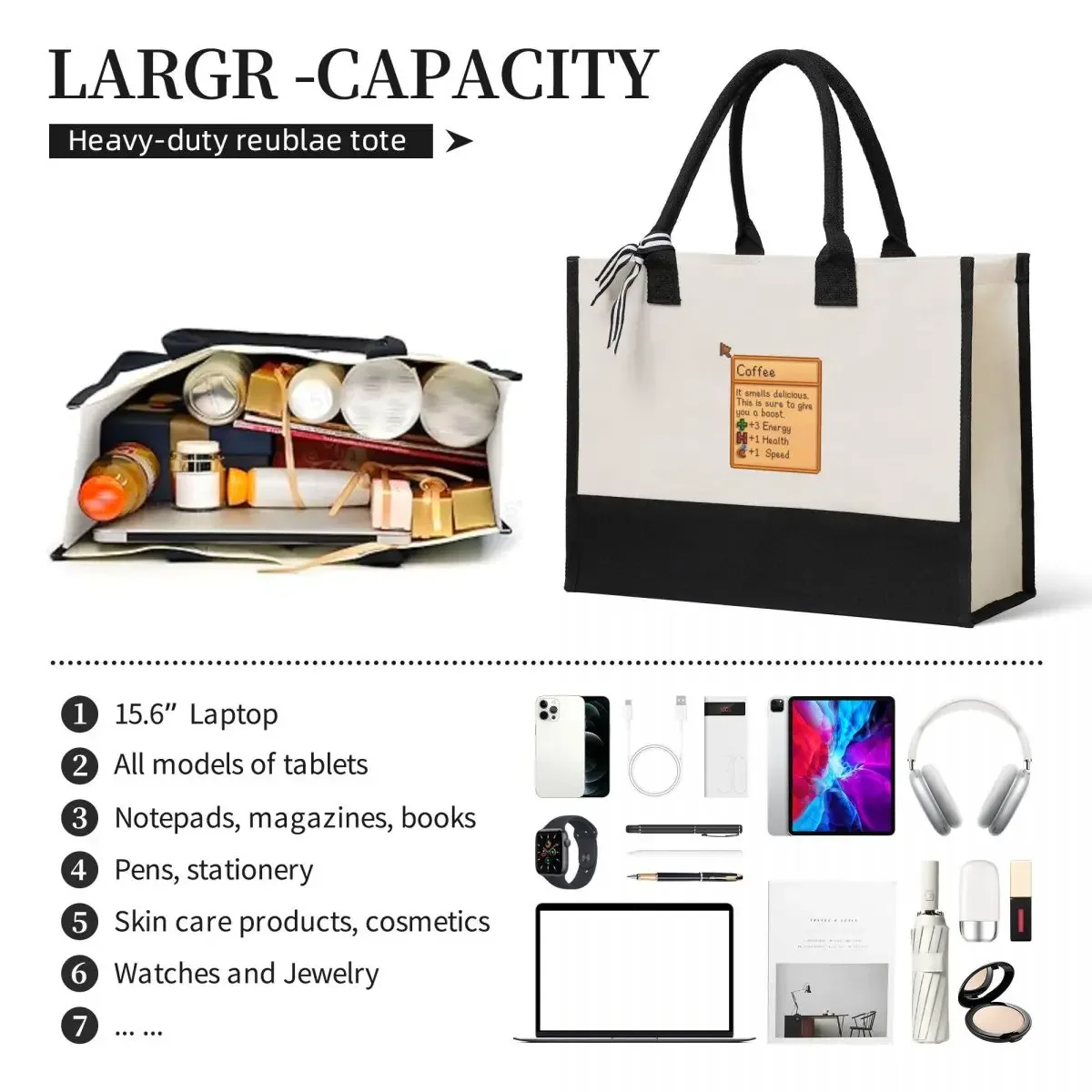 Canvas Gift Shopping Bag Coffee Game Canvas Large Capacity Bag Customizable Quality Gifts