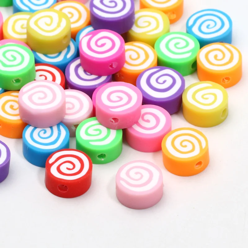 20-100pcs Polymer Clay Spacer Beads Colorful Circle Randomly 10mm For Jewelry Charm Making Pendant Bracelet Keychain Accessories