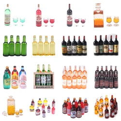 Botellas de vino en miniatura para casa de muñecas, accesorios de cocina, Mini casa de muñecas, accesorios para sala de estar, botellas de bebida de cerveza, 1 Juego de 1/12