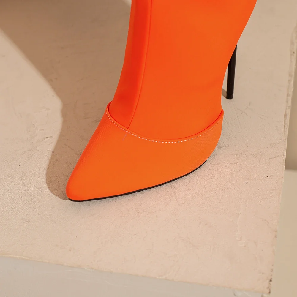New Winter Glamour Orange Yellow Women Over the Knee Boots Hot High Thin Heel Lady Dress Shoes Plus Big Size 12 43 46 48 view 3