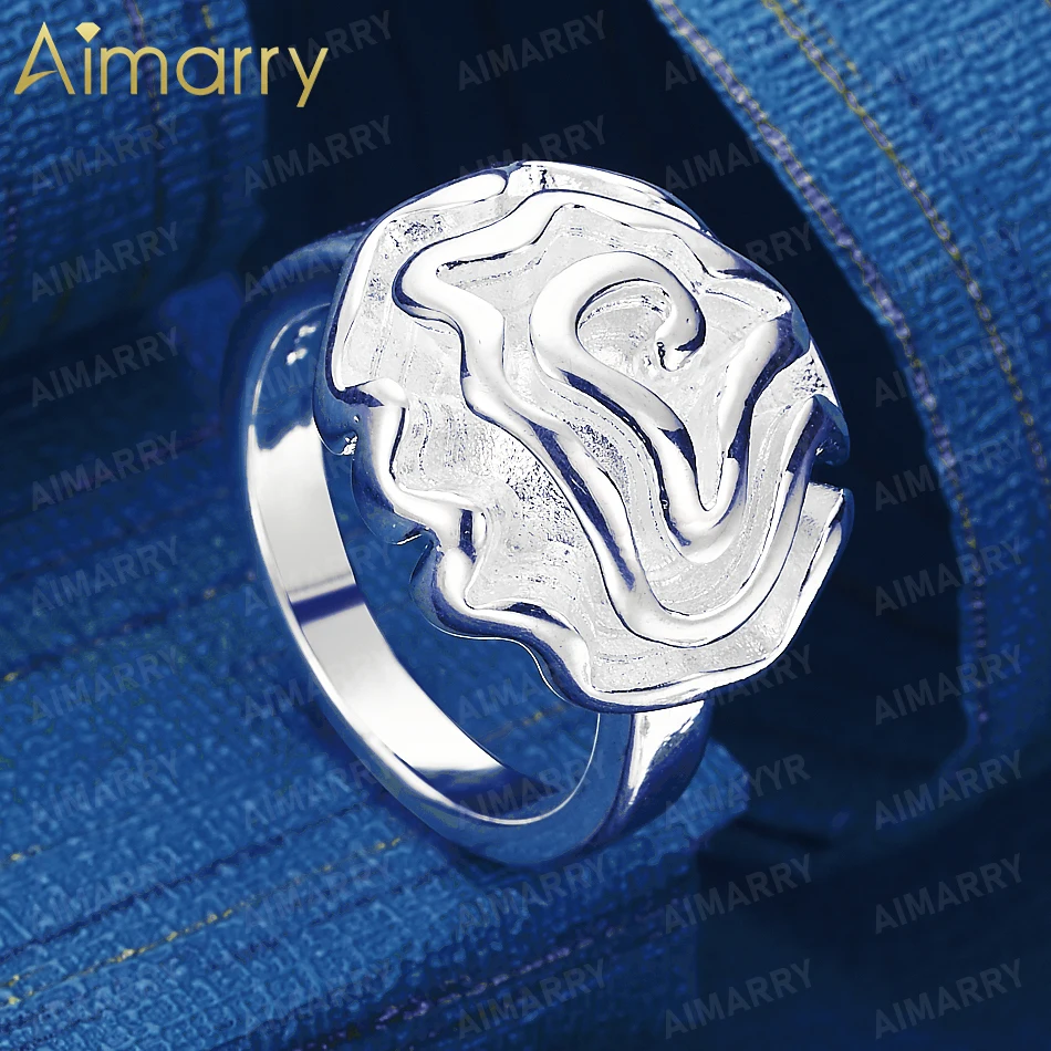 925 Sterling Silver 6-10# Three-dimensional Romantic Rose Ring Women's Banquet Wedding High-quality Fashion Jewelry