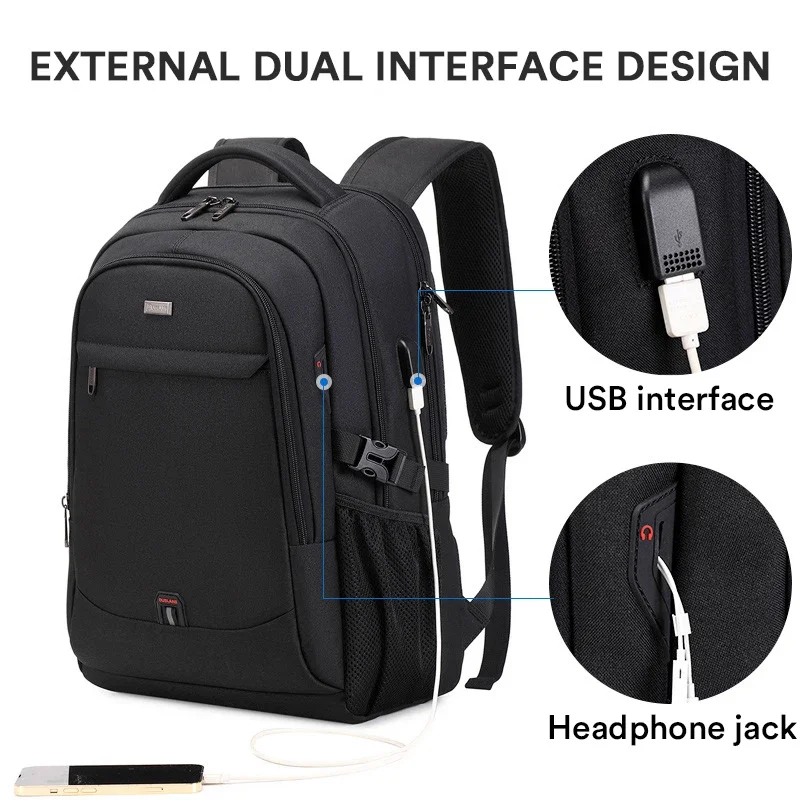 Men\'s 17.3\'\'Laptop Backpack Large Capacity Travel Backpack Mochila Multifuncion Business Backpack Oxford Wear-resistant Backpack