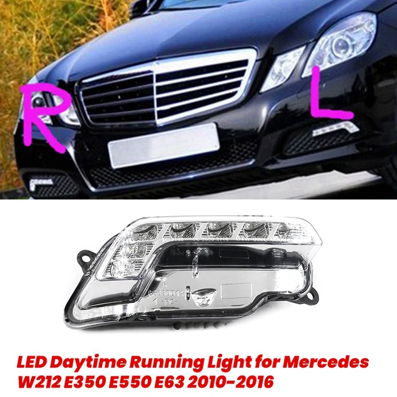 Amortecedor dianteiro do carro lâmpada de nevoeiro led luz de circulação diurna para mercedes w212 e350 e550 e63 2010-2016