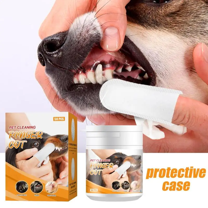 50Pcs/Box Dog Cat Puppy Dental Oral Teeth Cleaning Care Wet Wipe Pet Supplies Pet Products Accessories Dog BrushCat Cleaning