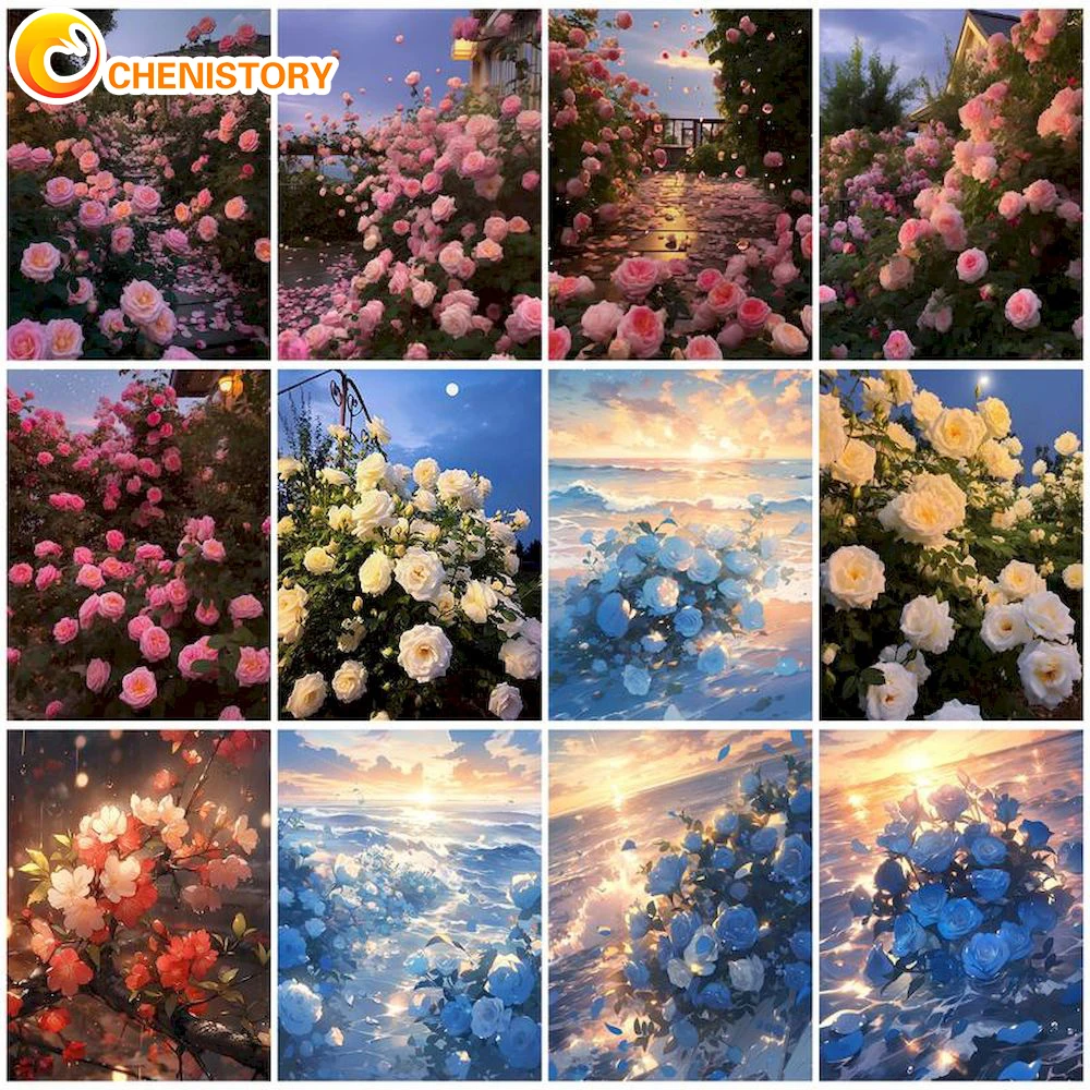 

CHENISTORY Flower Painting By Numbers Frameless Decorative Paintings Still Life Art Supplies Picture By Numbers For Adults Kits