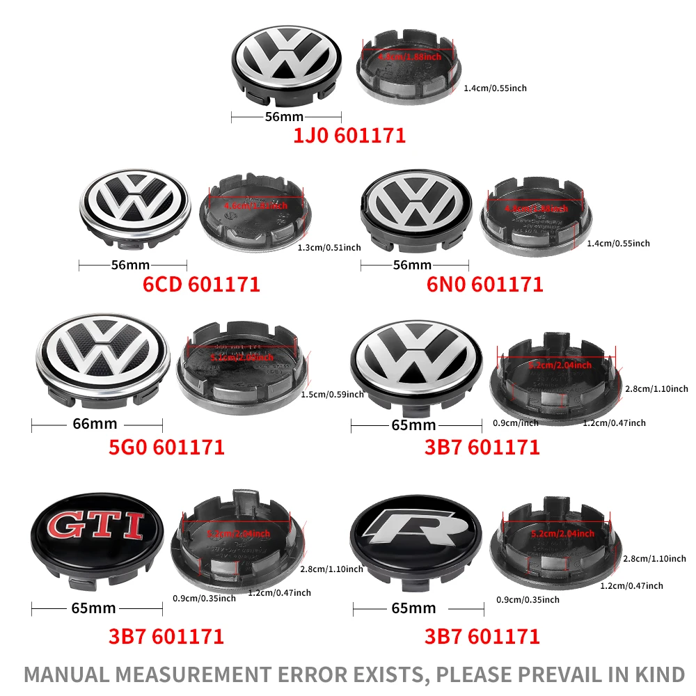 4 unids/set 56mm/65mm/66mm estilo de coche tapa central de rueda cubiertas de cubo insignia accesorios para Volkswagen GTI Golf Tiguan Beetle Passat