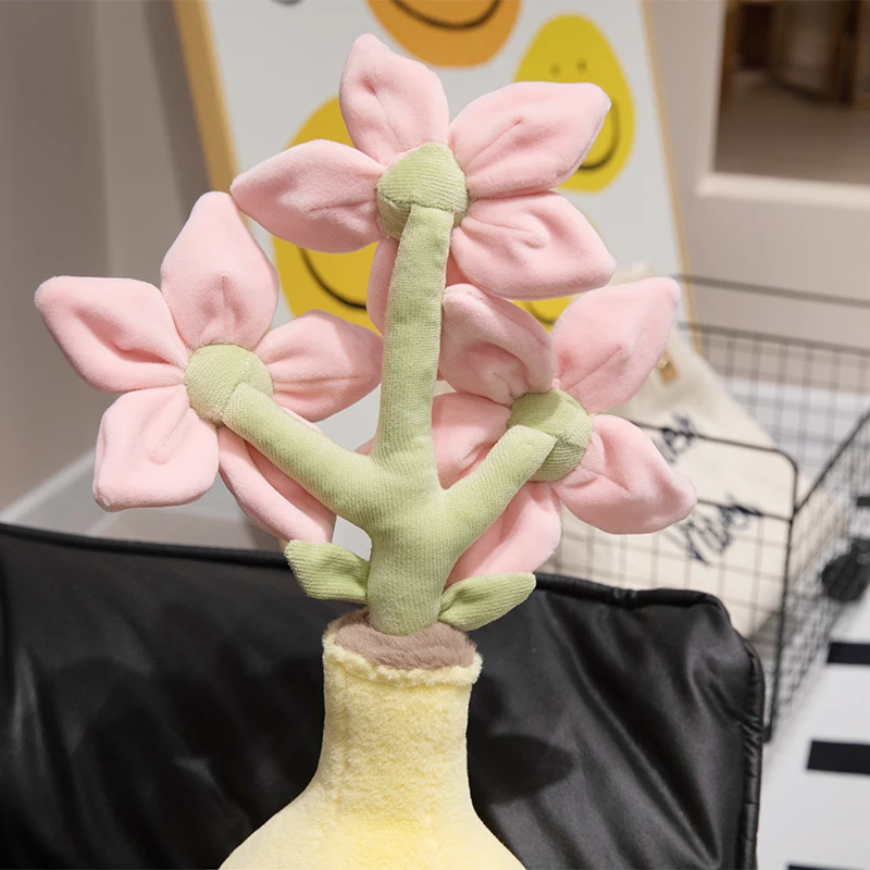 40cm 귀여운 플러시 광대 한 꽃 꽃다발 예쁜 복숭아 꽃 플러시 부드러운 장난감 아름 다운 해바라기 룸 소파 장식 소녀 선물