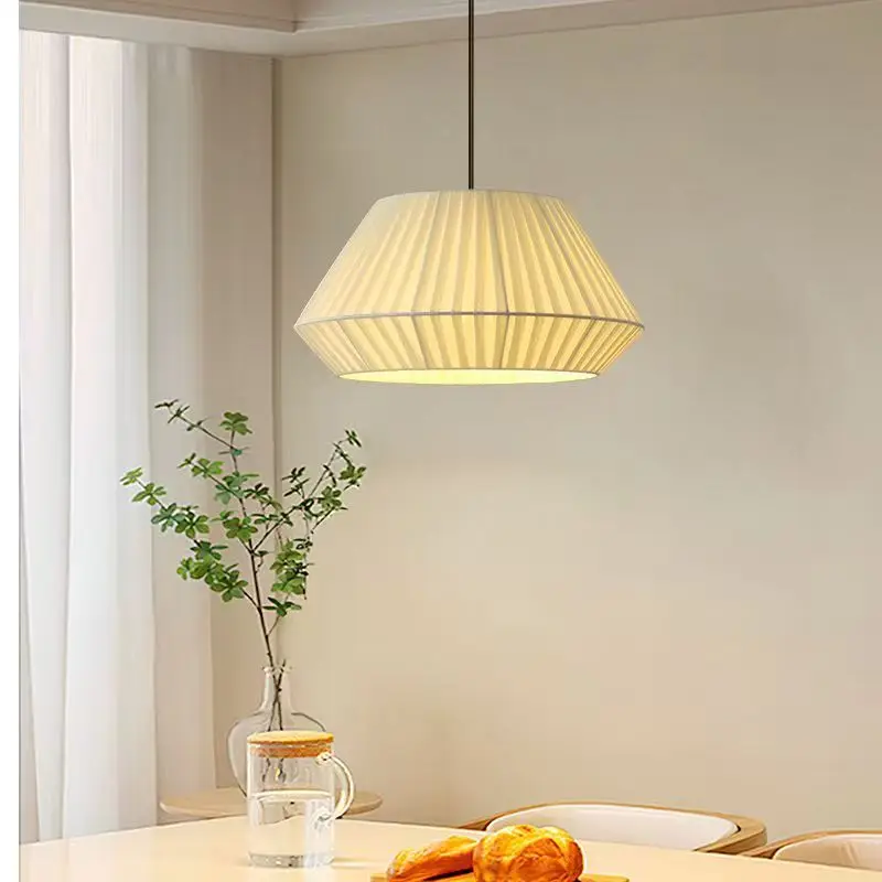 Japanese Style Creative Minimalist Restaurant Booth Private Room French Cream Style Bedroom Homestay Fabric Pendant Light