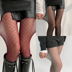 Korean Ladies Rhombus Plaid Pantyhose Retro Women Sexy Hottie Nylon Mesh Tights Gothic Lolita Fishnet Body Stockings Ins Style