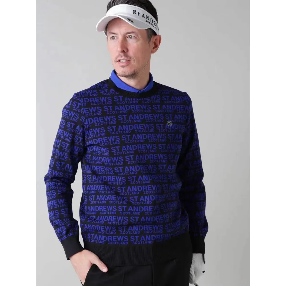 ST ANDREWS High-quality Knitted Sweaters! Men\'s Trendy Design, Sports Style, High-stretch Fabric, Golf, Luxury!