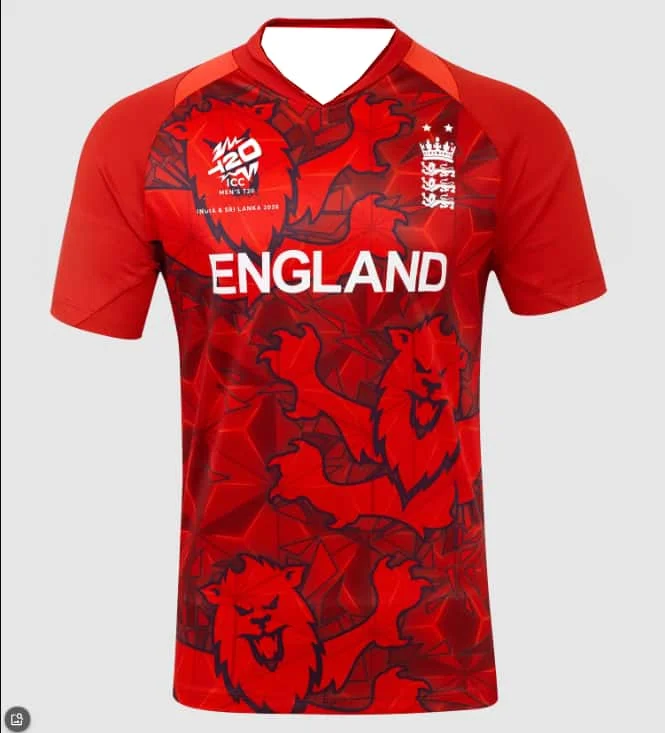 2026 New 3D Print England V Neck Cricket Jersey T-shirt Summer Suitable for Daily and Training Wear Breathable Quick Drying