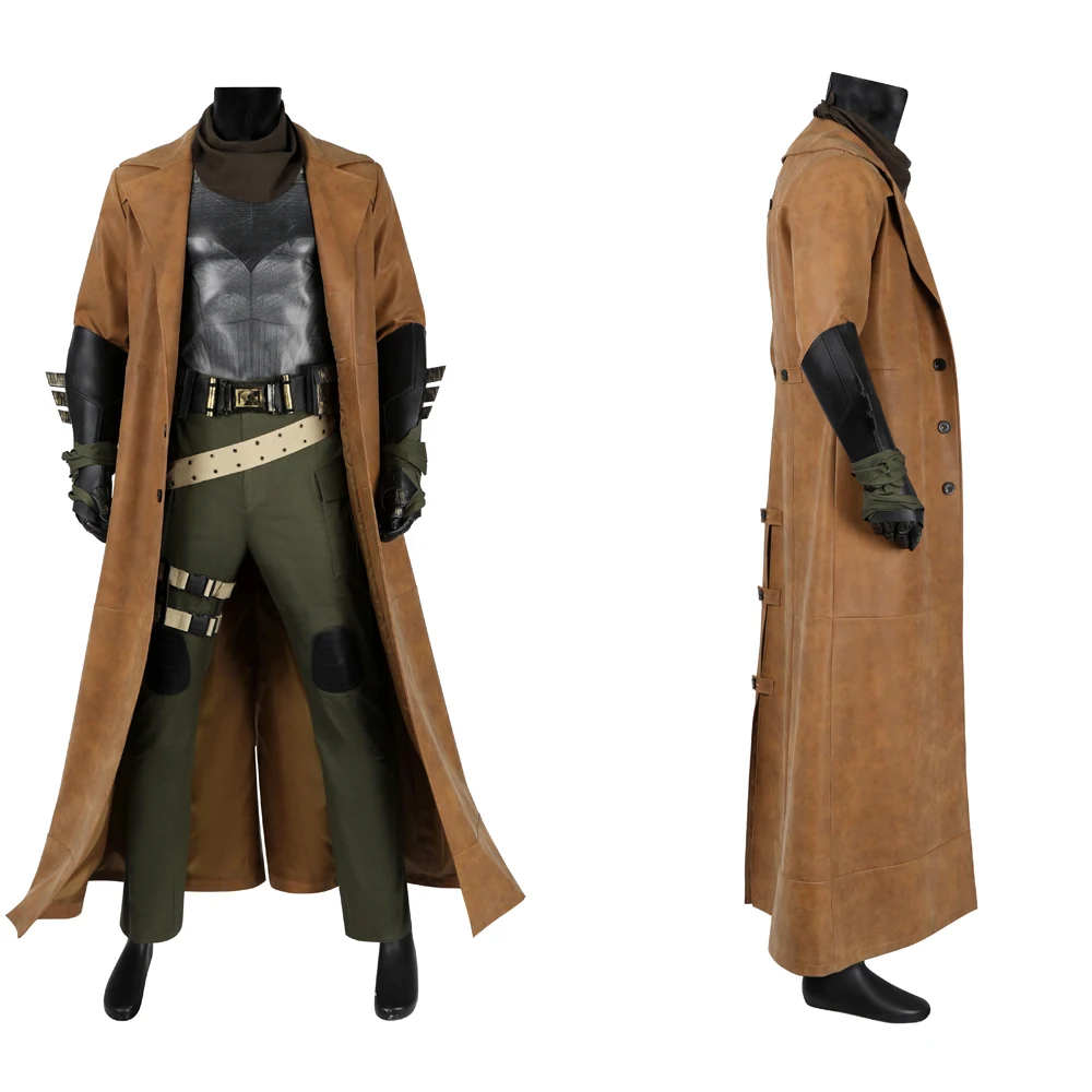 Halloween Nightmare Bat Cosplay Costume The Justice League Ben Affleck Role Play Battle Suit  Trench Top Leather Outfit