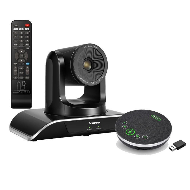 TENVEO Video Conference Set PTZ Optics 3x Zoom 1080P UHD Camera With BT V5.0 Speakerphone For Meeting Rooms Solution
