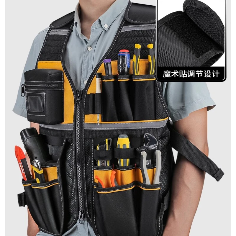 Multifunctional Tool Vest Bag Organizer Tools Pouch Hammer Holder Screwdriver Wrench Electrician Woodworking Bag Fishing Toolbag