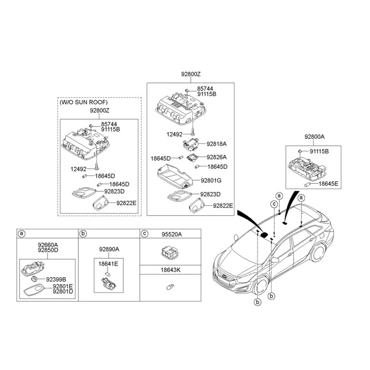 928503S000 Car Interior Doom Map Light Lamp for Hyundai Sonata YF 2010-2013 92850-3S000 Grey