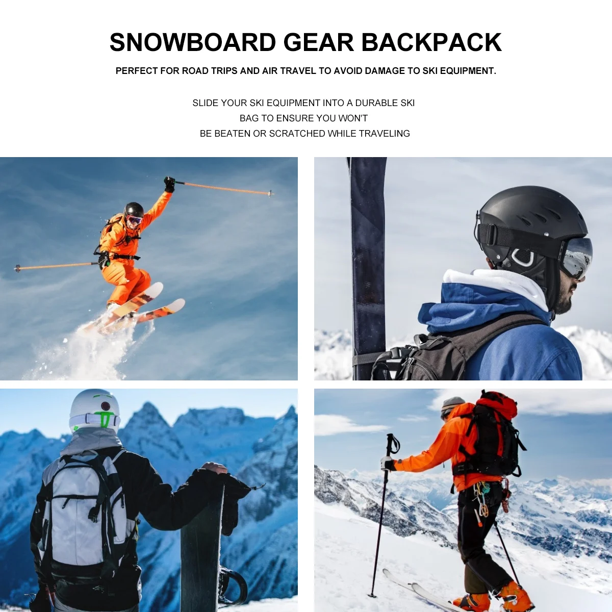 

Black Snowboard Cover Durable Protection Bag Ski Gear Storage Lightweight Convenient for Travel Snowboard Bag Ski Gear Backpack