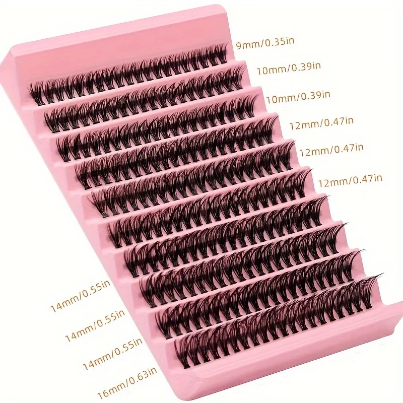 Kit de extensão de cílios: 200 peças de cílios postiços + 10ml olho preto + clipe de cílios, kit de extensão de cílios pessoal DIY