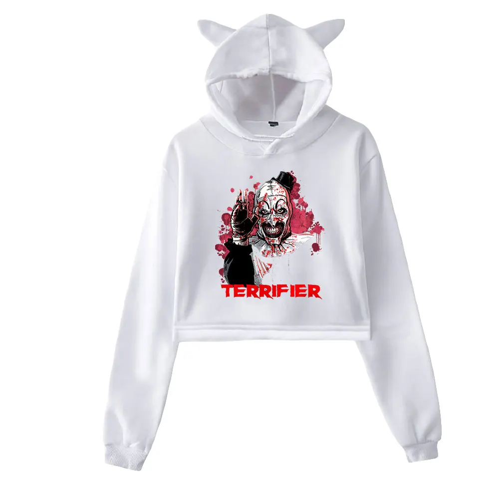 TERRIFIER 2 Merch Cat Cropped Hoodies Women/Girl Hooded Crop Tops Loose Sweatshirt TERRIFIER2 Hooded