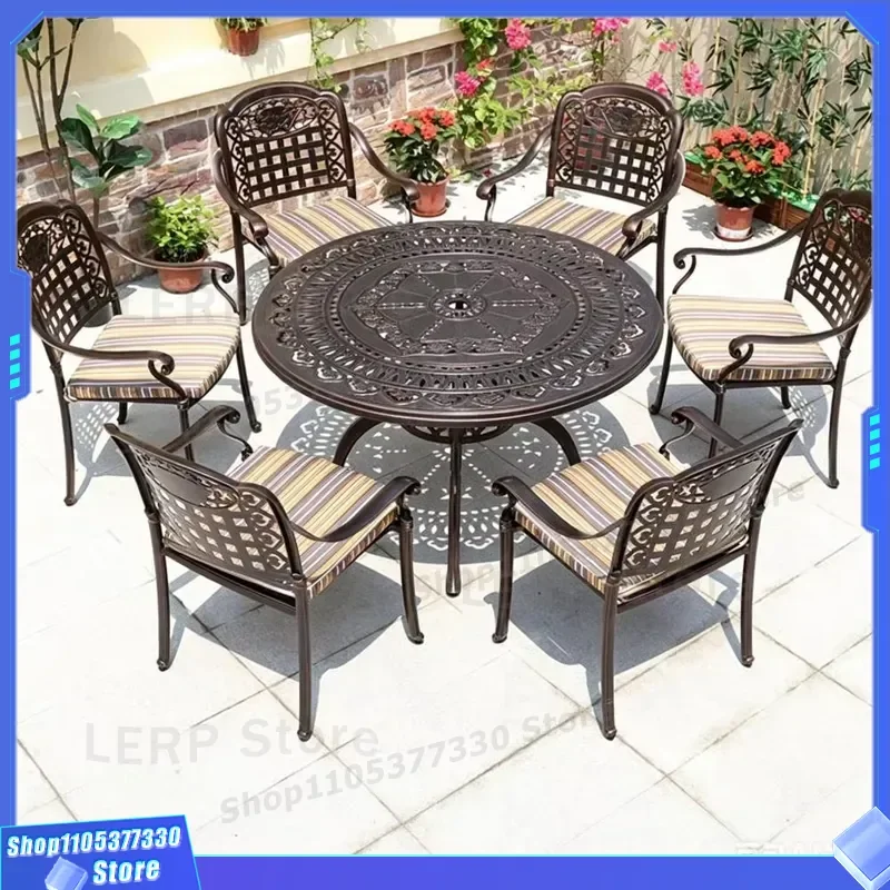 Cast Aluminum Outdoor Furniture Set for Villa Garden Terrace Balcony Courtyard Leisure Tables and Chairs Combination Open air