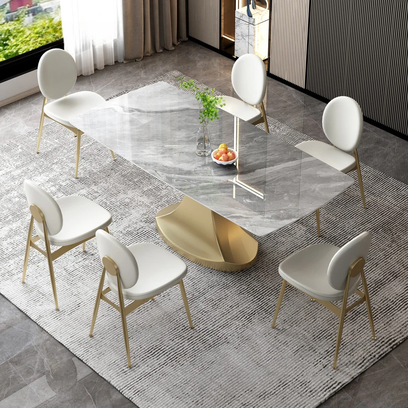 

Light Luxury Slate Dining Table Tea And Chair Combination Italian Style Small Side Tables Mesa De Centro Living Room Furnitures